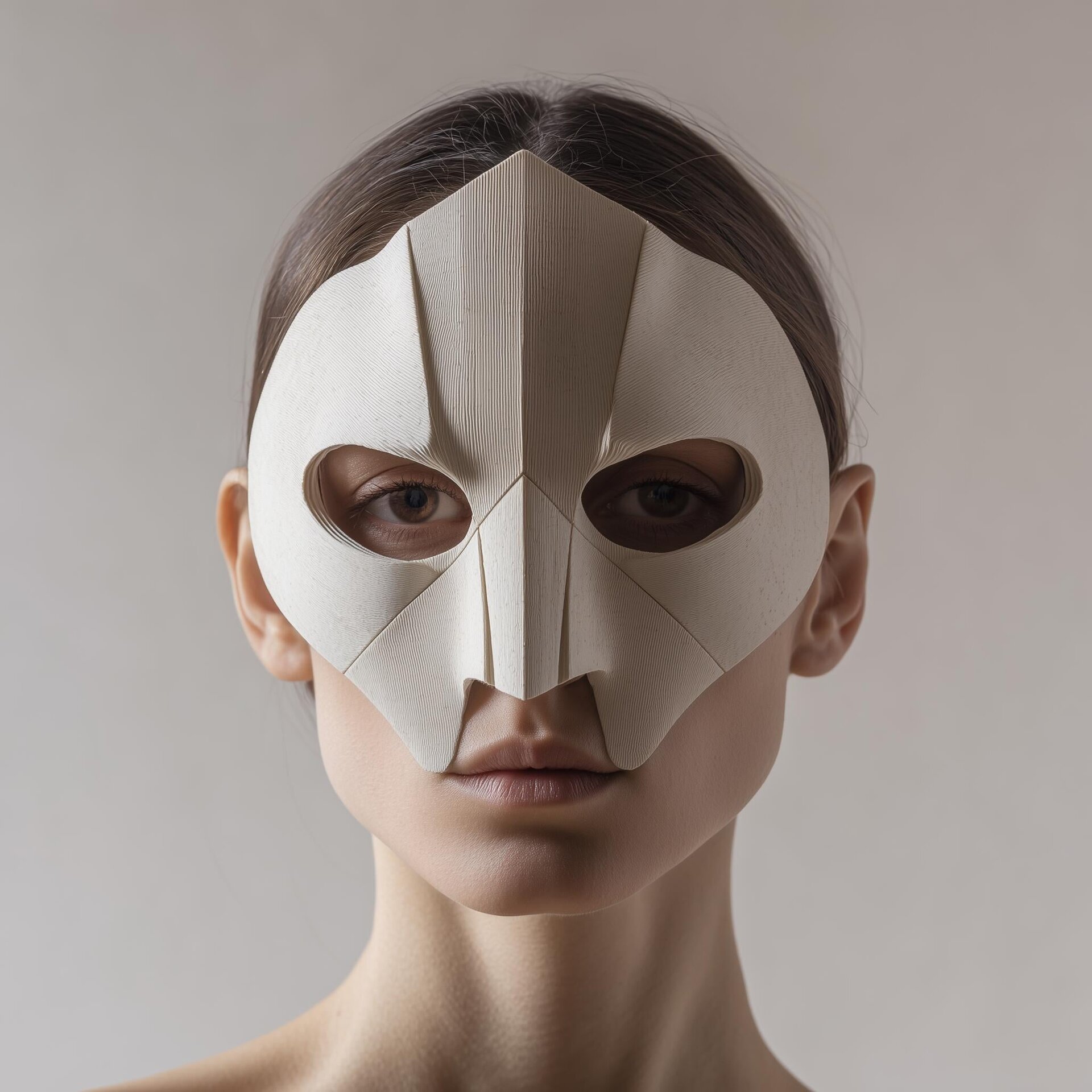Geometric Face Mask | 3D Printed Minimal Masquerade Half Mask for Costume & Cosplay | Futuristic Wearable Art, Festival Prop, Unisex Party