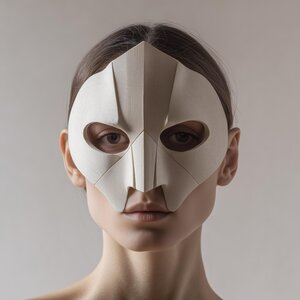 Geometric Face Mask | 3D Printed Minimal Masquerade Half Mask for Costume & Cosplay | Futuristic Wearable Art, Festival Prop, Unisex Party