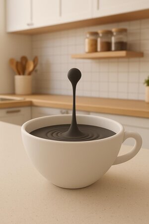 3D Printed Coffee Art | Floating Coffee Drop Sculpture Optical Illusion Desk Decor | Coffee Bar Display Coffee Lover Gift