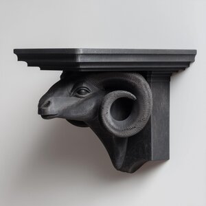 3D Printed Ram Head Wall Shelf | Zodiac Aries Floating Ledge | Animal Decor for Gothic Interiors, Astrology Lovers and Statement Walls