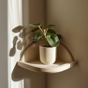 3D Printed Corner Wall Shelf | Minimalist Floating Plant Ledge | Modern Space Saving Display Accent for Cozy Contemporary Home Interiors