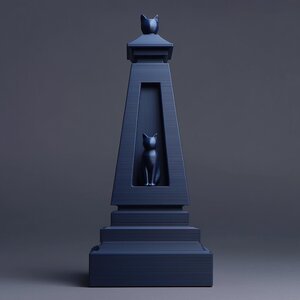 Cat Memorial Urn Obelisk | 3D Printed Gothic Minimal Cremation Keepsake with Cat Window |Modern Pet Remembrance Decor Pet Loss Sympathy Gift