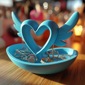 Winged Heart Jewelry Organizer | Heart Ring Holder | 3D Printed Earring Tray