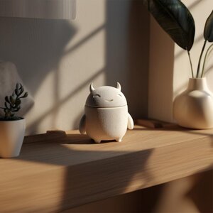 Sleepy Monster Memorial Urn with Lid | 3D Printed Pet Ashes Keepsake Container for Peaceful Shelf Decor and Home Remembrance Display Accent