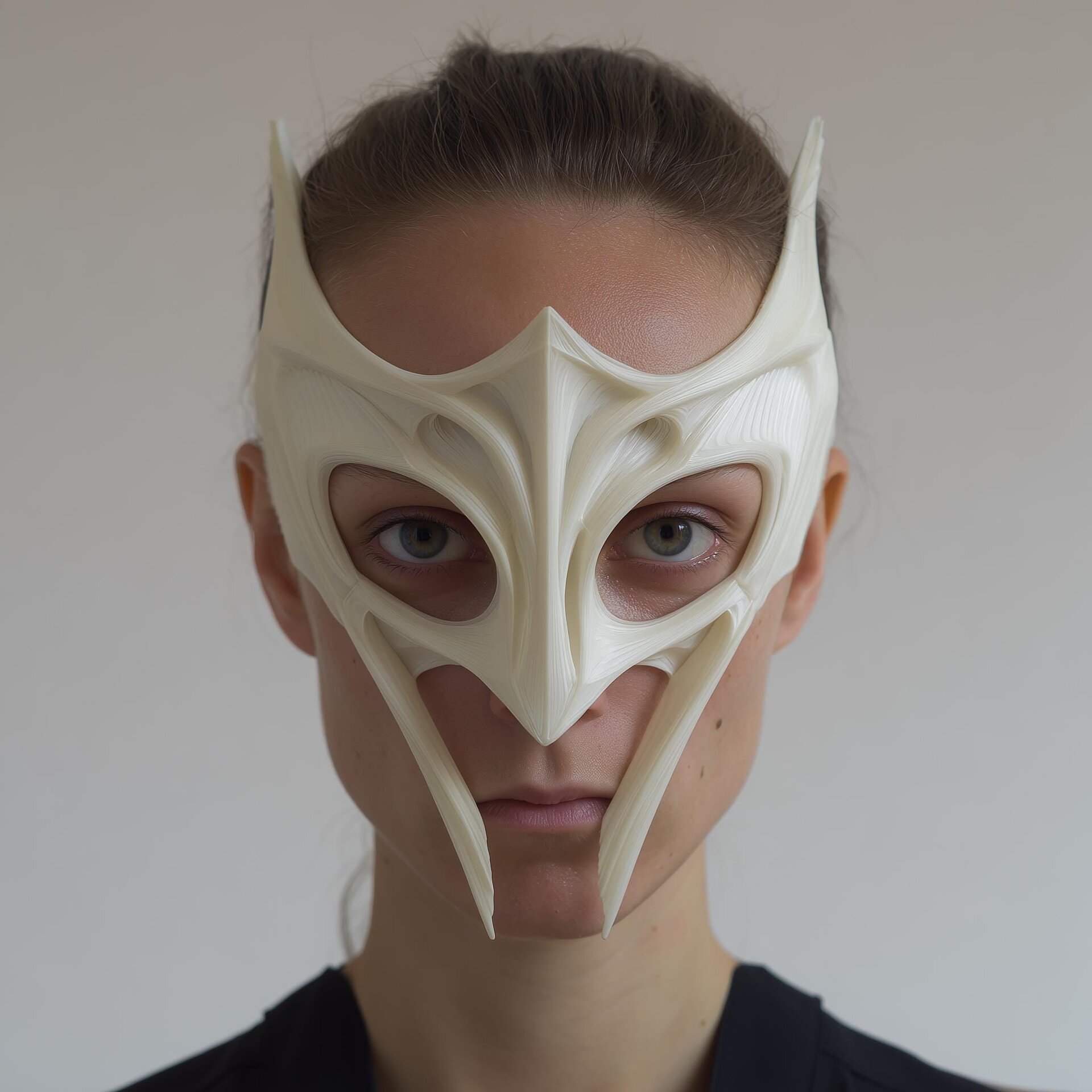 Fantasy Winged Face Mask | 3D Printed Sculptural Cosplay Half Mask with Elongated Fangs | Masquerade Wearable Art, Festival Costume Prop