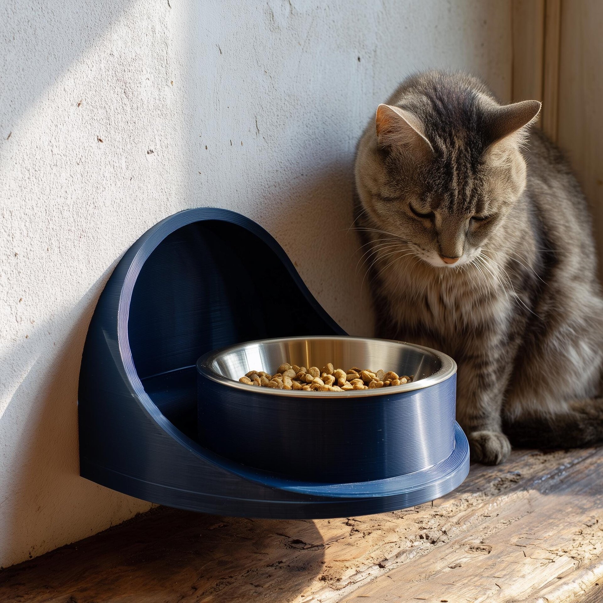 Wall Mounted Pet Bowl Holder | 3D Printed Minimal Raised Feeder for Cat or Small Dog | Modern Floating Feeding Station (Bowl Not Included)