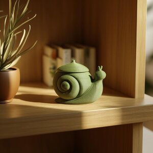 Snail Memorial Urn with Lid | 3D Printed Keepsake Ash Container for Pet Remembrance Shelf Decor and Modern Home Display