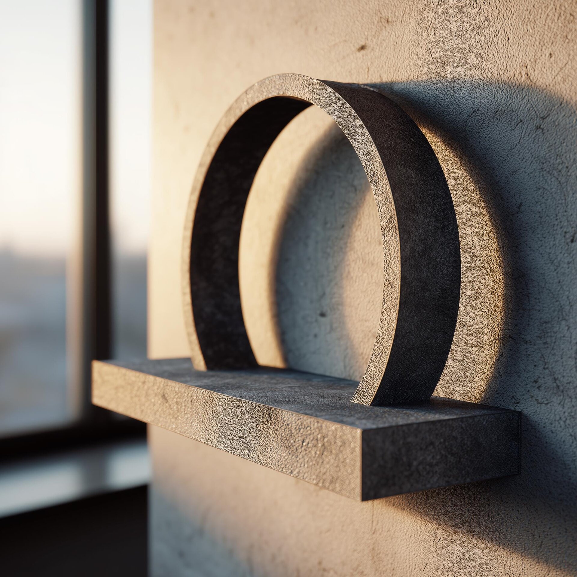Modern Arch Ring Wall Shelf | 3D Printed Minimal Floating Display Ledge | Sculptural Geometric Wall Decor for Entryway, Plants, Art, Keys