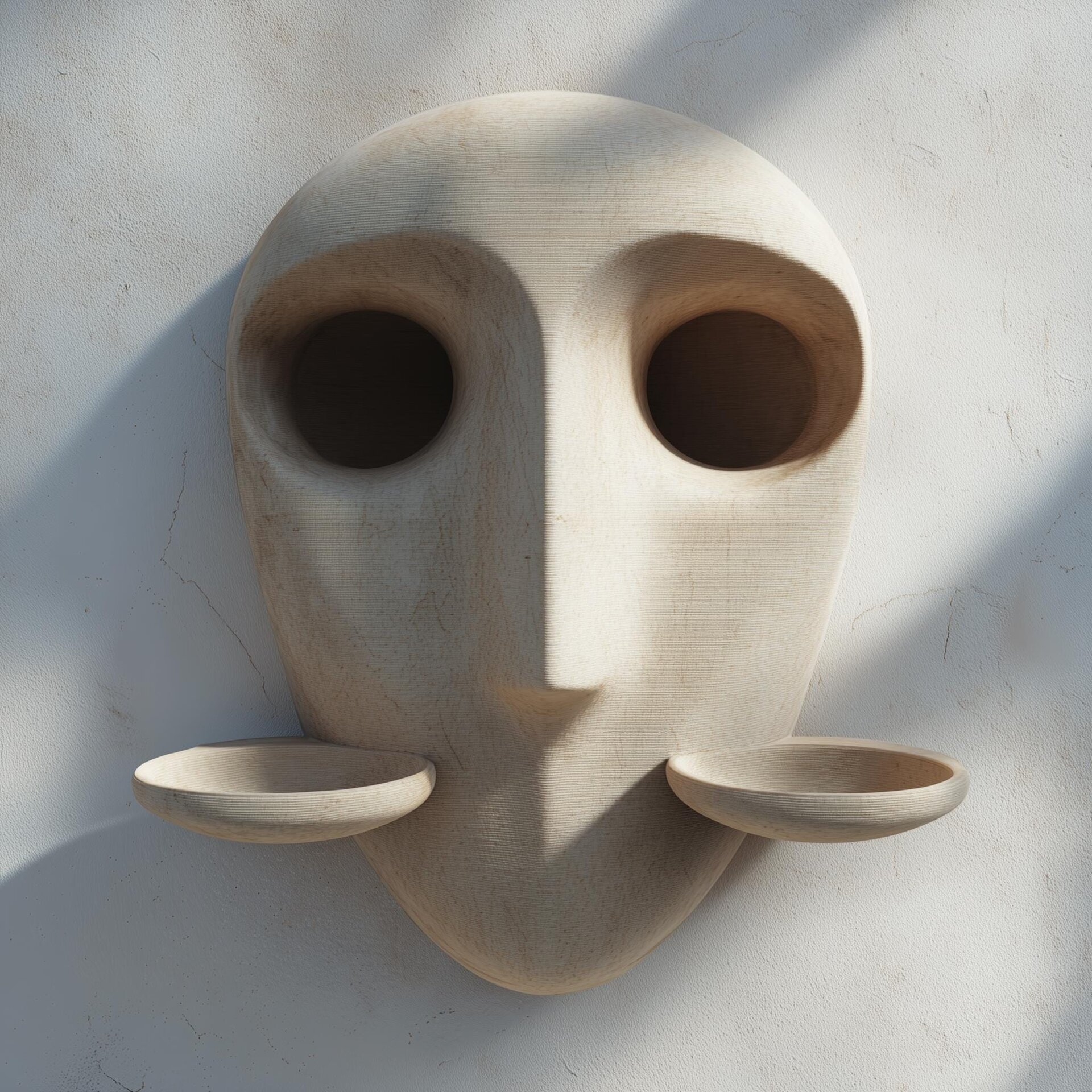 Minimal Face Wall Shelf Decor with Removable Cups | 3D Printed Sculptural Mask Shelf | Modern Art Accent for Contemporary Interiors