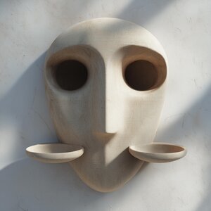 Minimal Face Wall Shelf Decor with Removable Cups | 3D Printed Sculptural Mask Shelf | Modern Art Accent for Contemporary Interiors