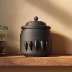 3D Printed Dark Fantasy Pet Urn | Gothic Cremation Urn with Fang Motifs | Horror Memorial Decor for Pet Remembrance Shelf