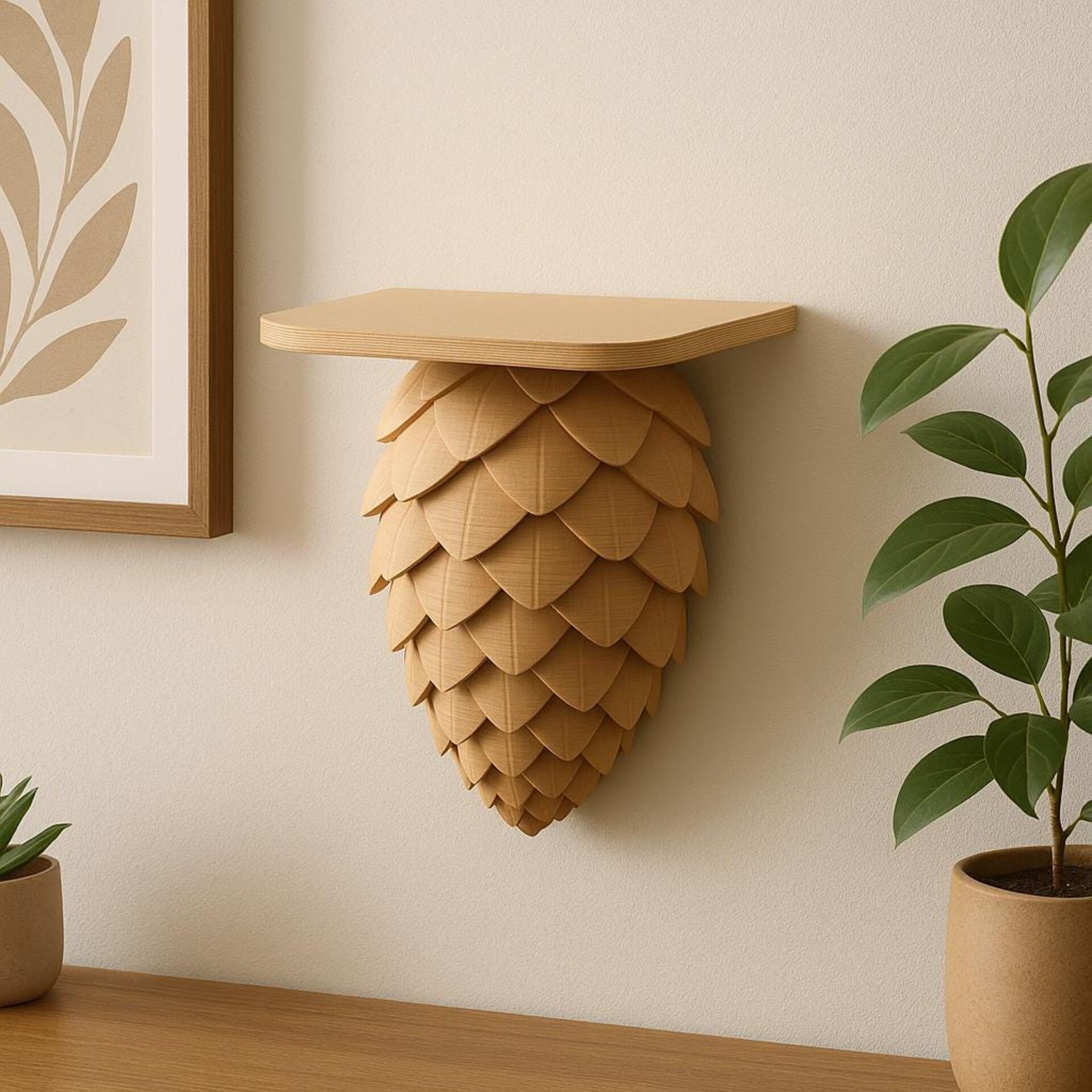 Pinecone Wall Shelf | Woodland Decor | 3D Printed Floating Shelf