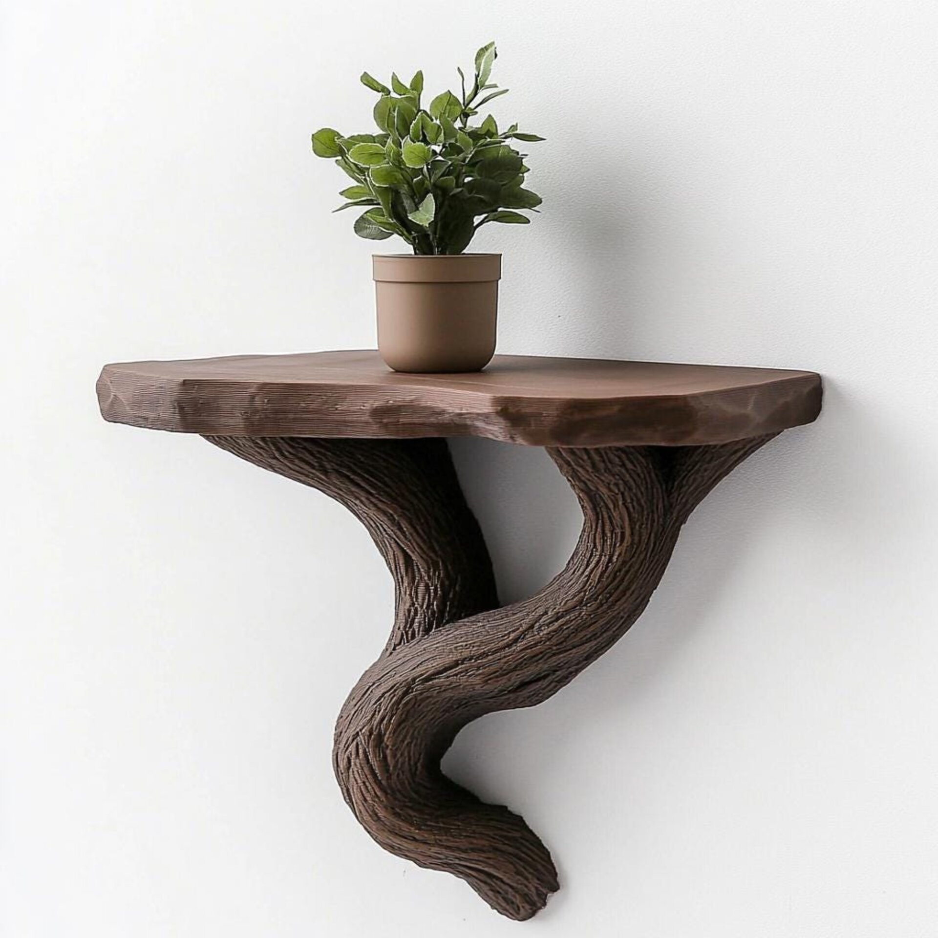 3D Printed Tree Shelf | Floating Wall Shelf with Vine Design | Rustic Plant Stand