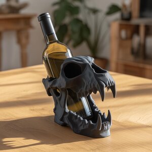 Skull Wine Bottle Holder | 3D Printed Gothic Skull Wine Rack Display for Standard Bottles | Dark Bar Shelf Decor Accent