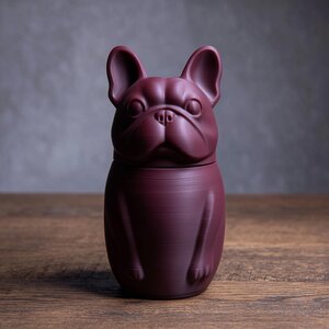 French Bulldog Memorial Urn | 3D Printed Pet Ashes Keepsake with Bulldog Sculpture | Modern Minimal Cremation Decor, Pet Loss Sympathy Gift