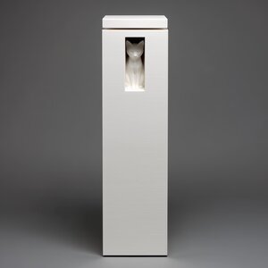 Modern Cat Memorial Urn | 3D Printed Tall Minimal Cremation Keepsake with Cat Window | White Pet Remembrance Minimalist Decor, Sympathy Gift