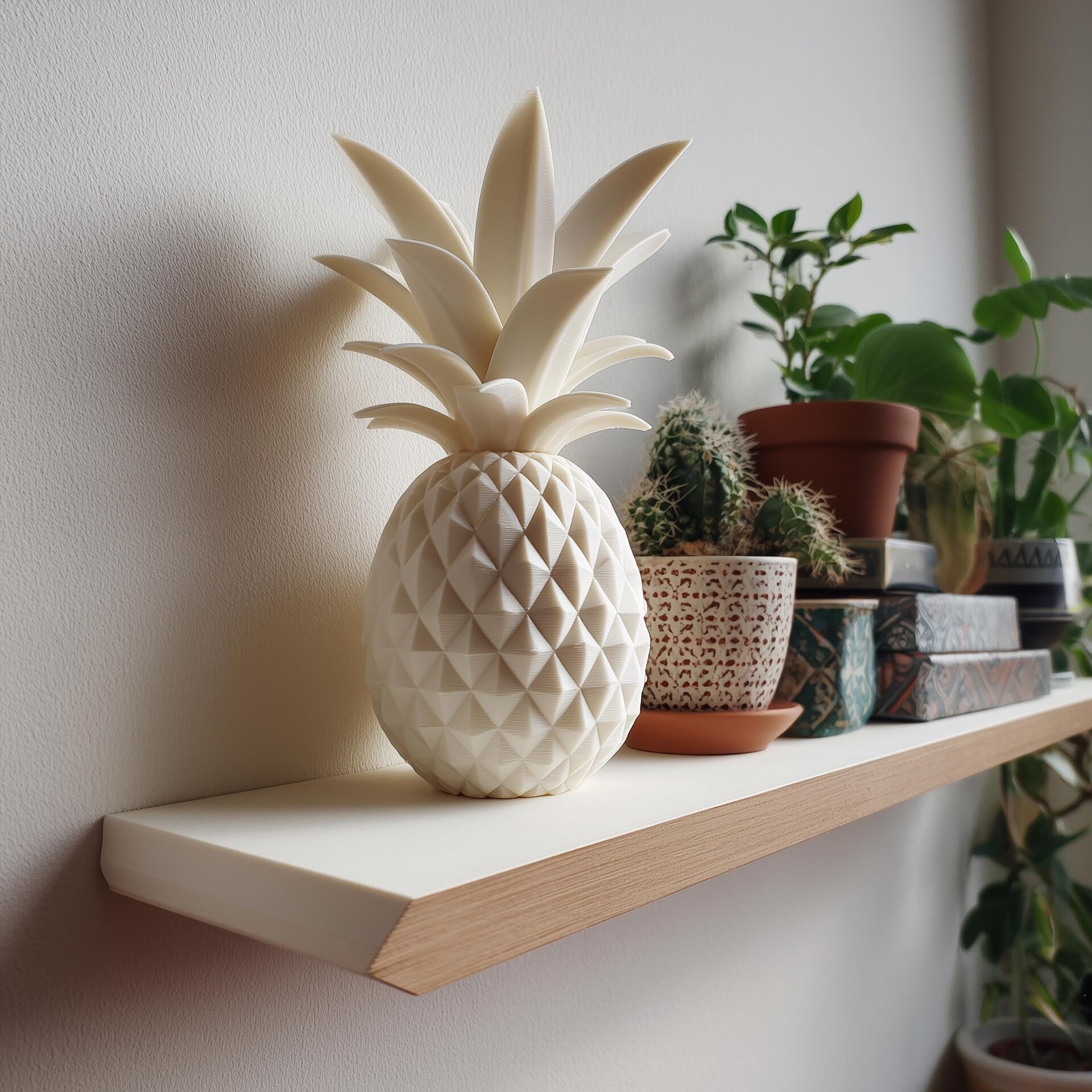 Geometric Pineapple Memorial Urn | 3D Printed Keepsake Ash Container | Modern Home Decor for Pet Remembrance Display Shelf Accent