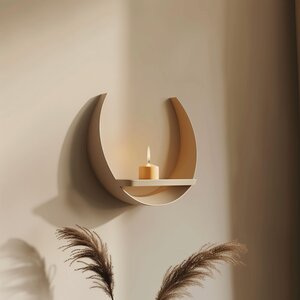 3D Printed Crescent Moon Wall Shelf | Modern Minimalist Floating Shelf Design | Unique Lunar Home Decor Accent