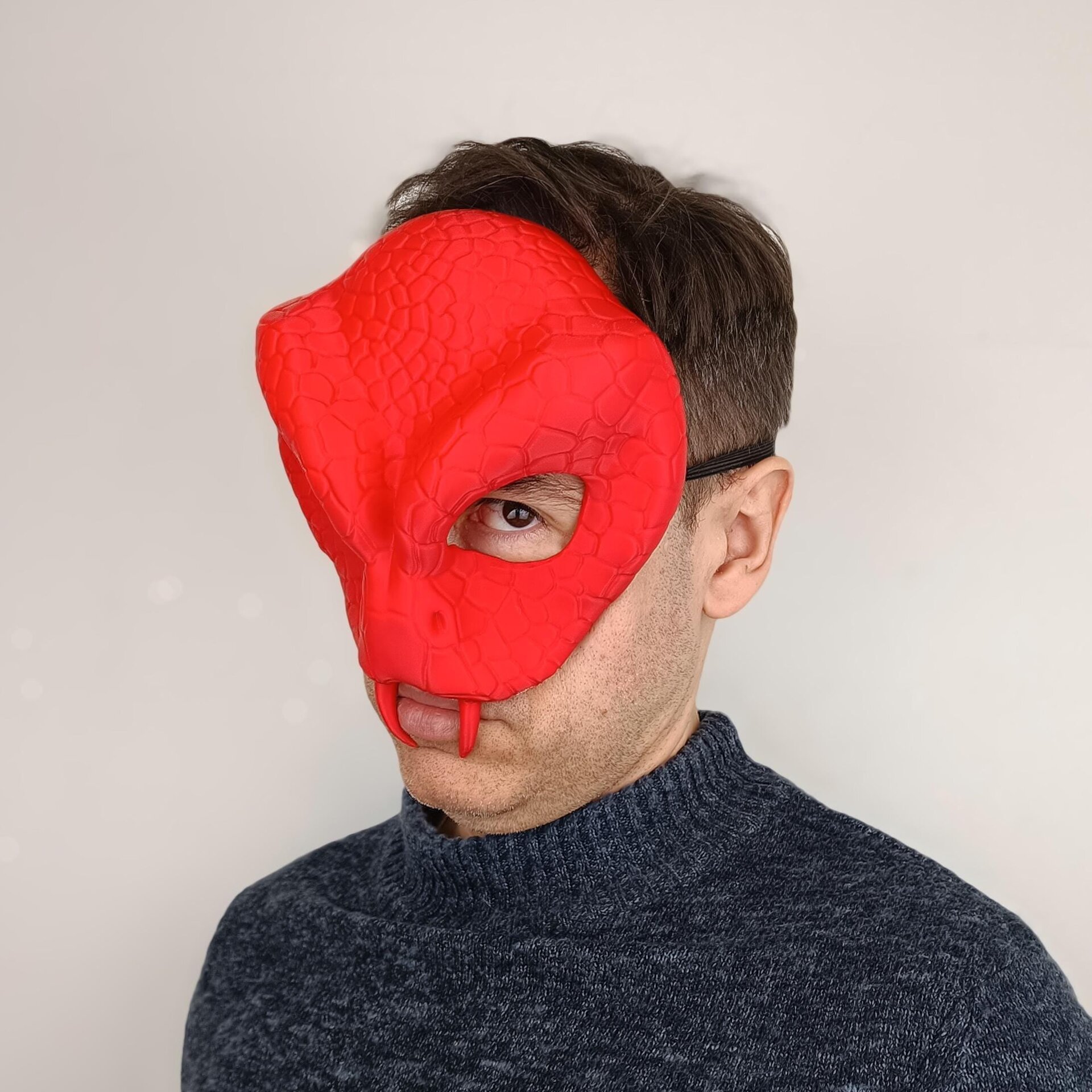 Snake Demon Mask | 3D Printed Halloween Cosplay | Scaly Reptilian Face Cover