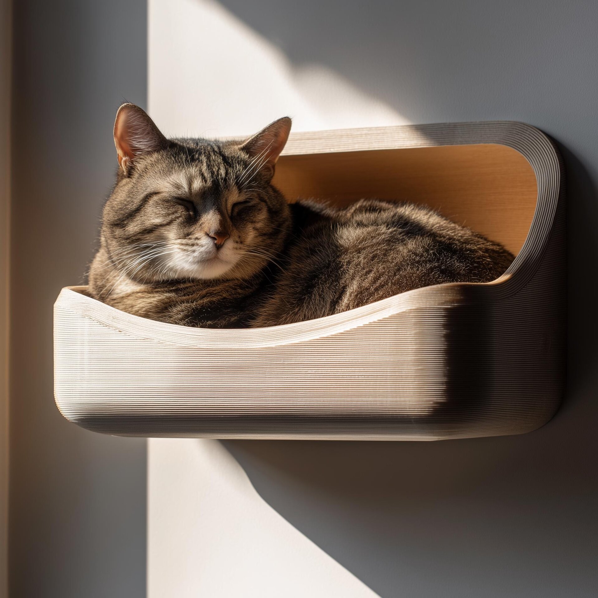 Wall Mounted Cat Bed Shelf | 3D Printed Modern Floating Cat Lounger | Minimalist Space Saving Cat Furniture for Contemporary Interiors