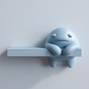 3D Printed Moody Monster Wall Shelf | Minimal Floating Ledge | Sad Creature Room Decor Accent for Bedroom