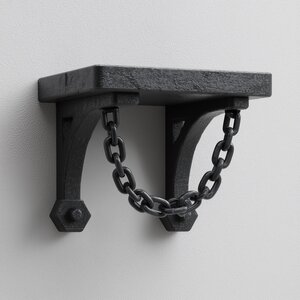3D Printed Chain Support Wall Shelf | Industrial Gothic Floating Ledge | Dark Minimalist Shelf for Loft, Gaming Room or Modern Interior