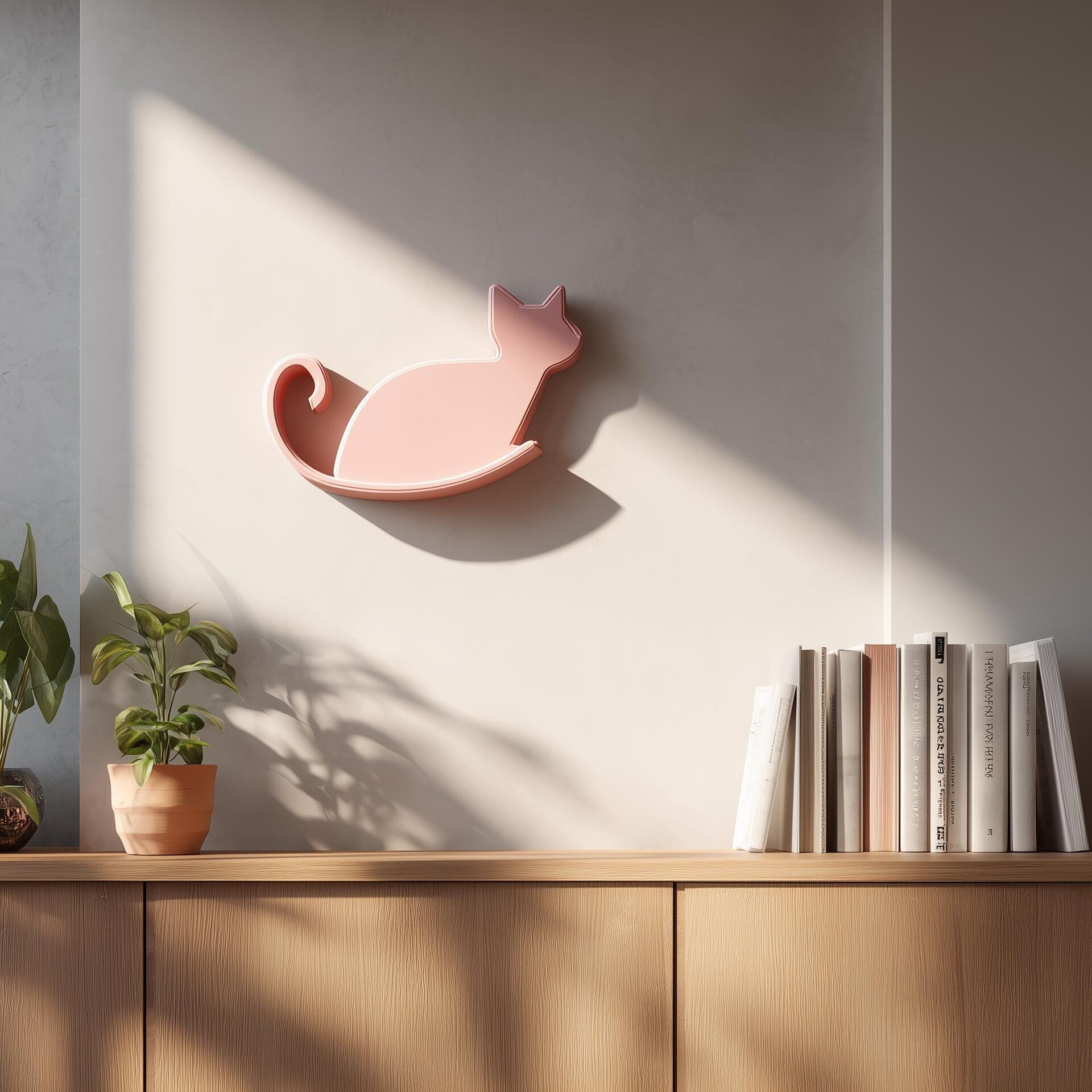 3D Printed Decorative Wall Shelf | Cat Wall Shelf | Modern Floating Shelf for Plants