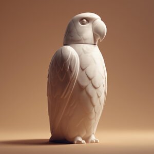 Parrot Memorial Urn with Lid | 3D Printed Pet Ashes Keepsake Container for Bird Remembrance Shelf Decor and Tribute Display Accent
