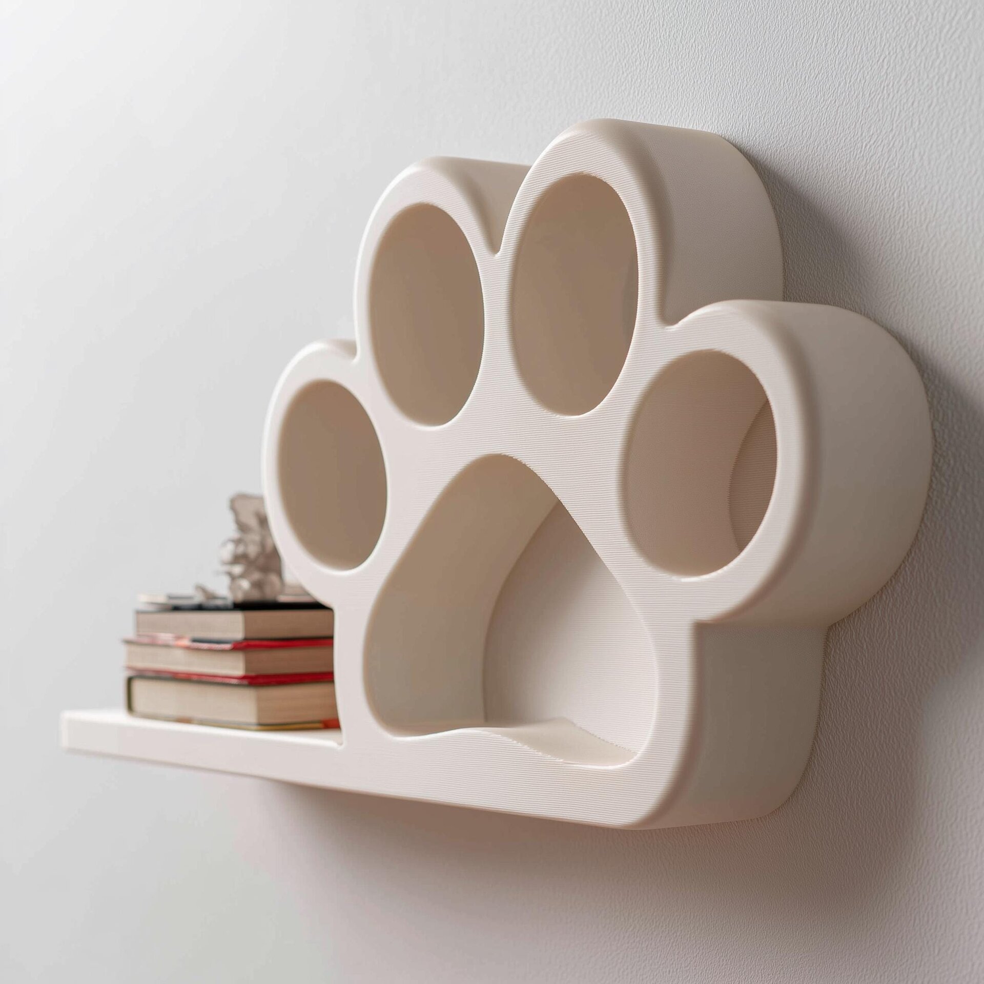 Cute Paw Print Wall Shelf Decor | 3D Printed Pet Inspired Shelf | Minimal Modern Animal Accent for Kids Room and Cozy Interiors