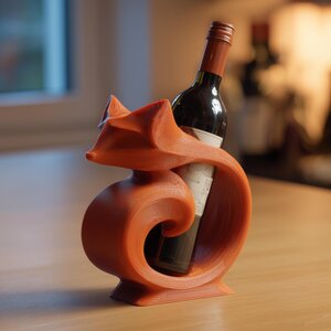 Fox Wine Bottle Holder for Standard Bottles | 3D Printed Modern Animal Wine Rack Display for Kitchen Shelf Decor Accent for Cozy Homes Decor