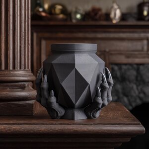 Dark Fantasy Claw Memorial Urn with Lid | 3D Printed Pet Ashes Keepsake Container for Gothic Home Shelf Decor and Remembrance Display Accent