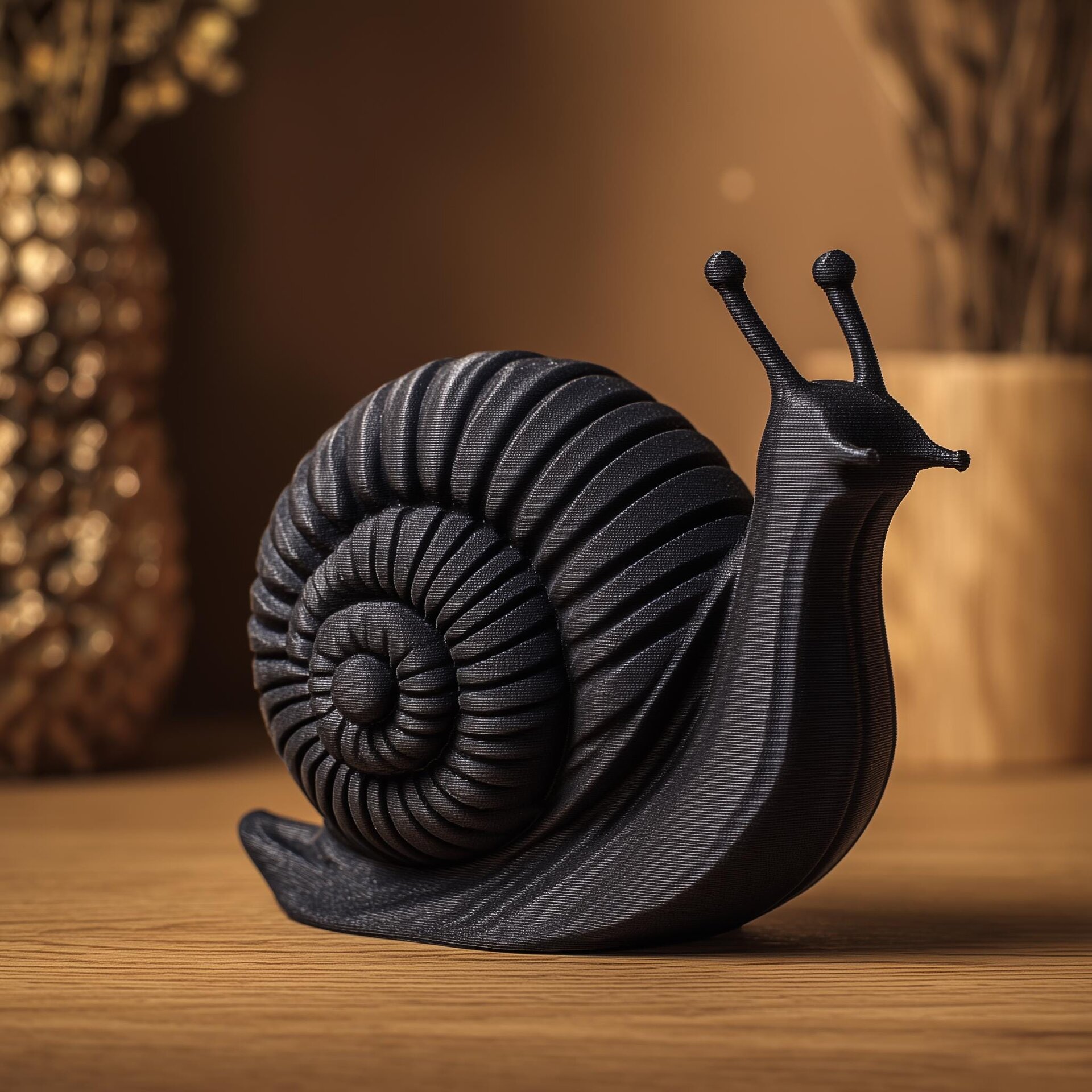 Snail Sculpture Shelf Decor | 3D Printed Spiral Animal Figurine for Modern Home Display, Desk Accent and Cozy Bookshelf Decor Art Gift Set