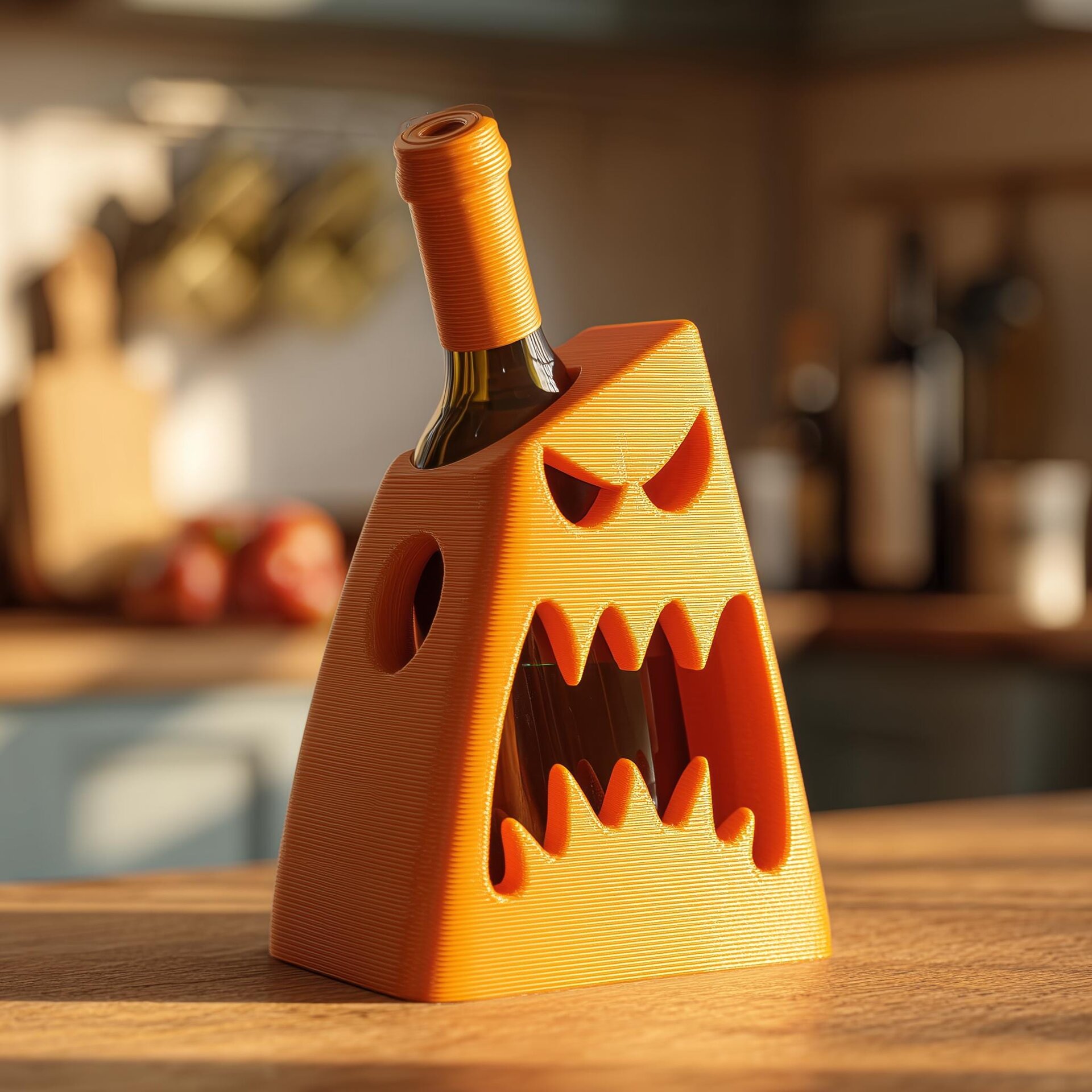 Monster Wine Bottle Holder for Standard Bottles | 3D Printed Funny Creature Wine Rack Display for Kitchen Bar Shelf Decor Accent Game Room