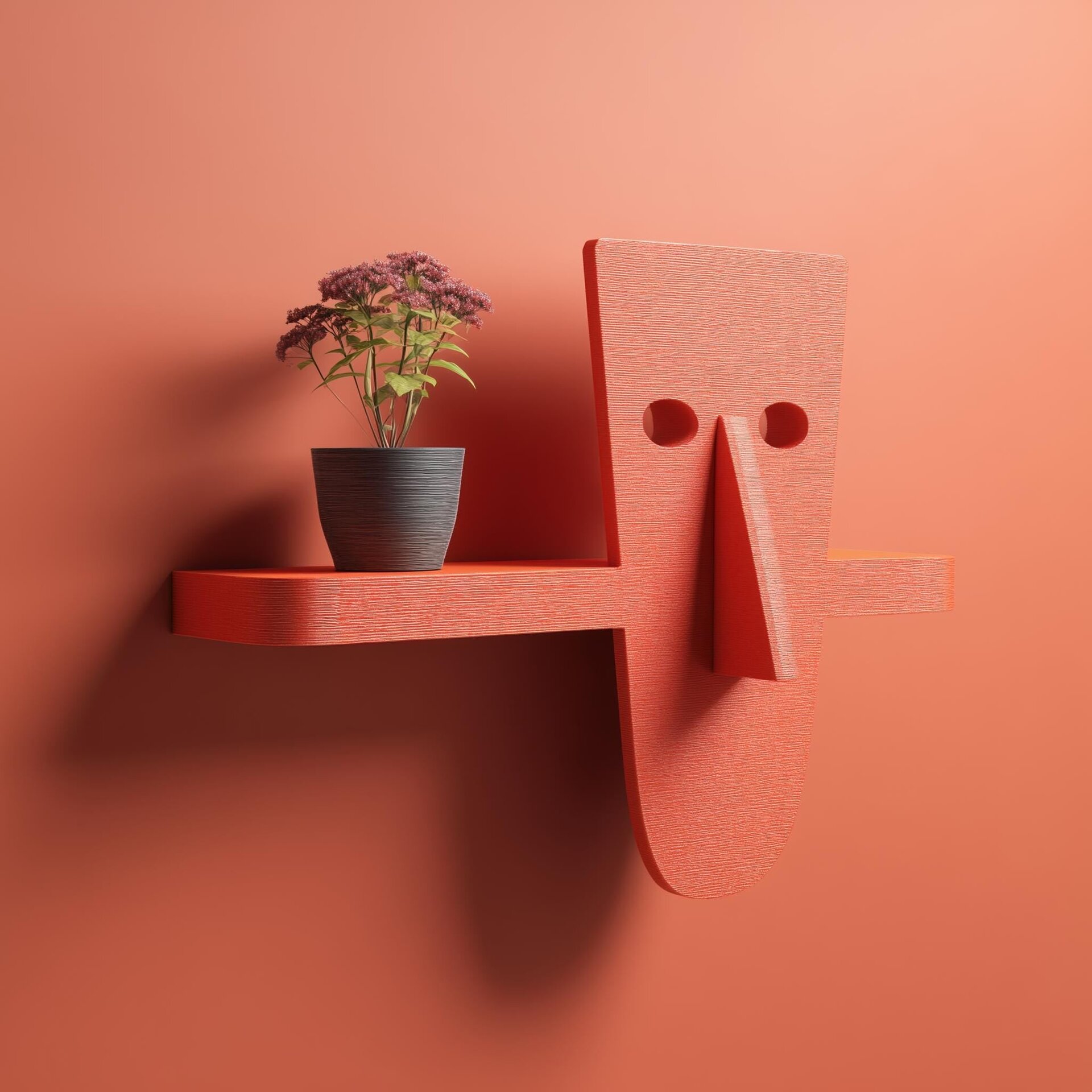 Playful Modern Character Wall Shelf Decor | 3D Printed Sculptural Face Shelf | Minimal Accent Shelf for Creative and Contemporary Interiors