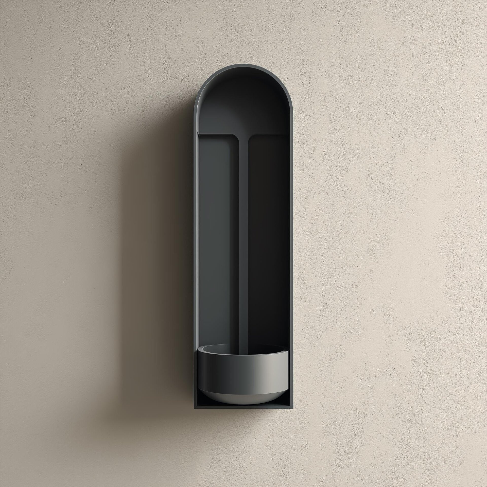 Arched Niche Wall Shelf with Bowl | 3D Printed Minimal Floating Wall Organizer | Sculptural Modern Wall Decor for Entryway Keys & Jewelry