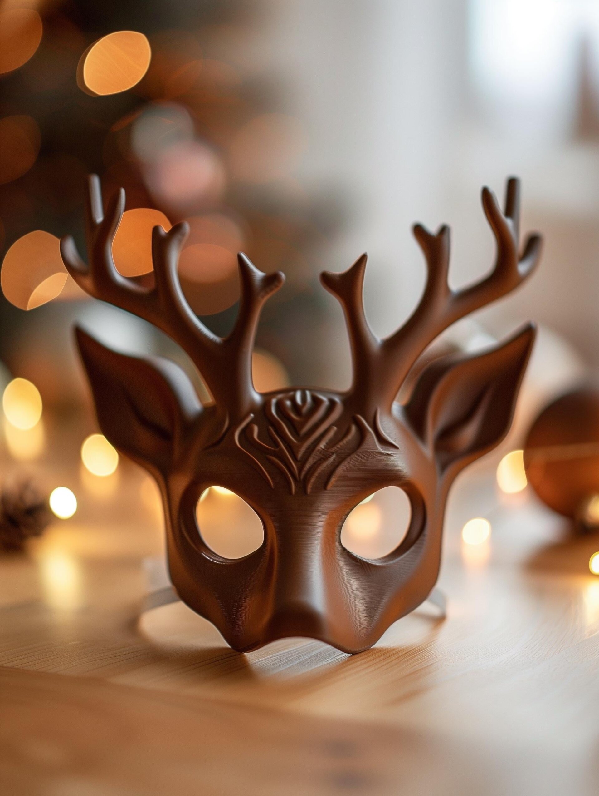 3D Printed Deer Mask | Elegant Animal Face Sculpture | Unique Christmas Cosplay Accessory