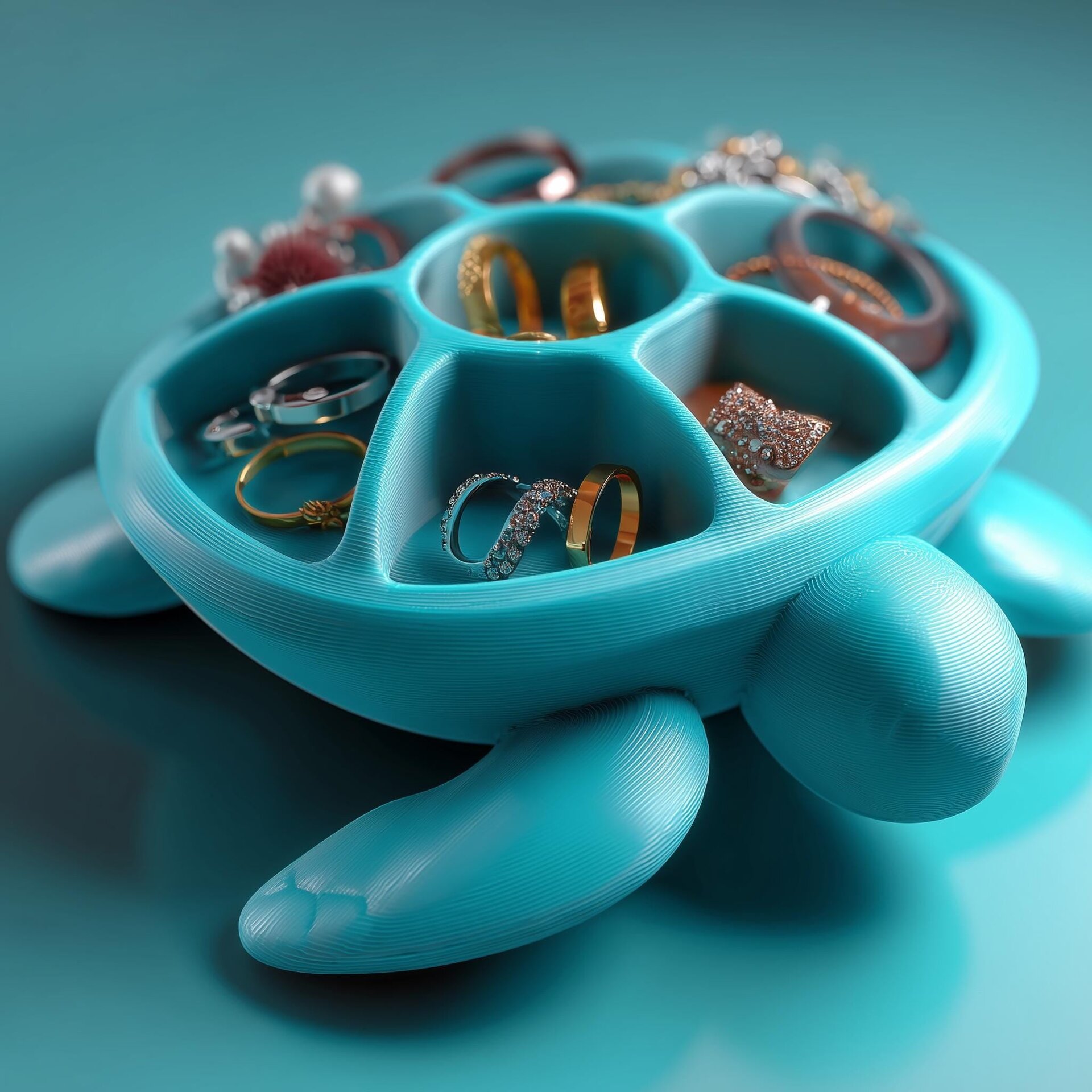 Turtle Jewelry Organizer | Sea Turtle Ring Holder | 3D Printed Earring Tray
