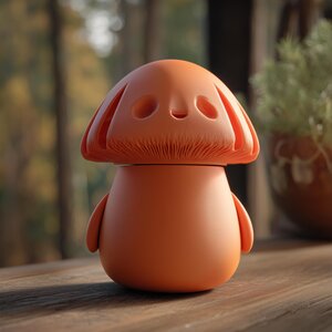 Mushroom Memorial Urn with Lid | 3D Printed Pet Ashes Keepsake Container for Woodland Shelf Decor Tribute Gift and Remembrance Display