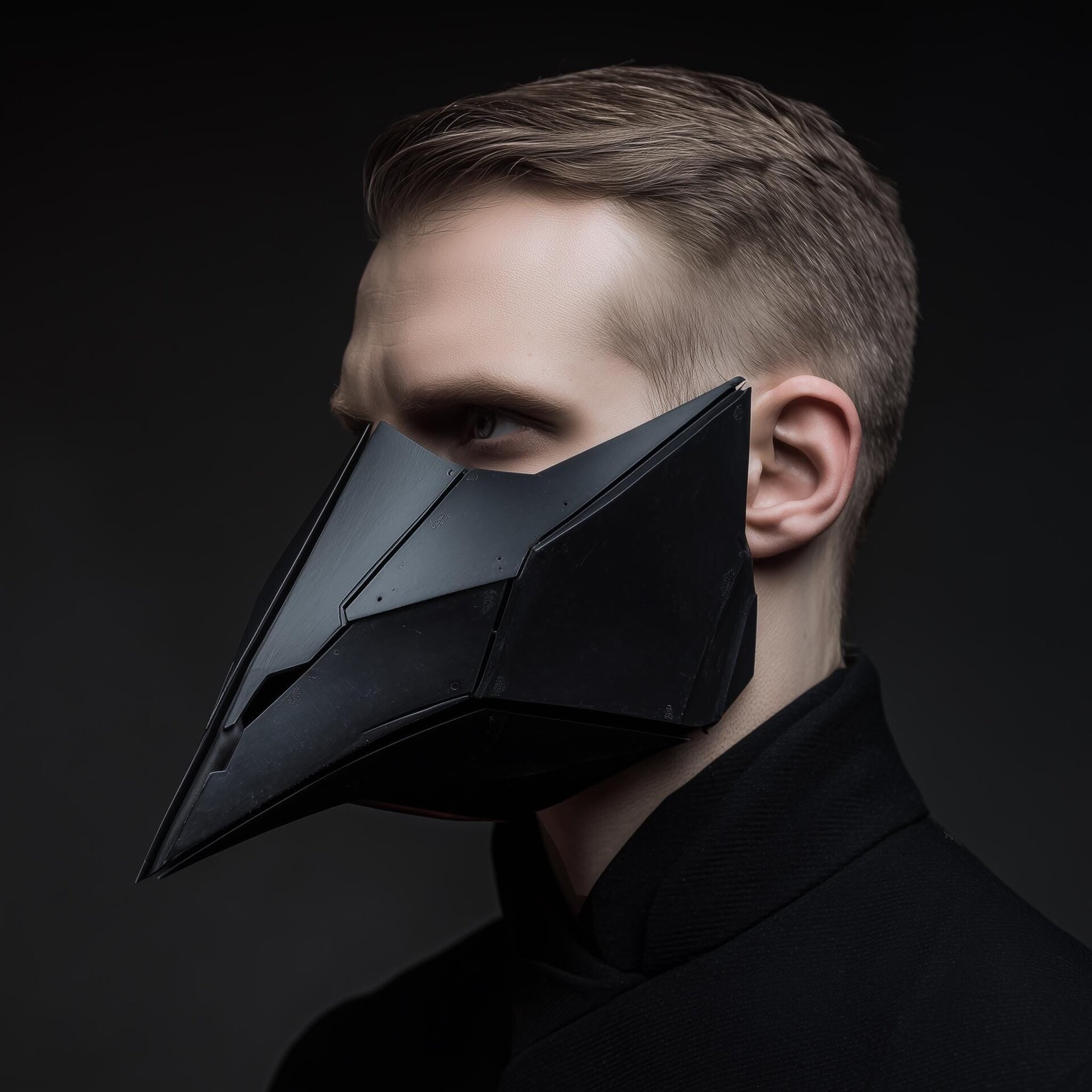 3D Printed Dark Techno Raven Mask | 3D Printed Wearable Beak Mask | Cyber Gothic Plague Doctor Style Mask for Cosplay and Displays
