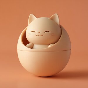 Kawaii Cat Pet Ashes Urn | 3D Printed Cute Memorial Keepsake with Smiling Cat Sculpture | Modern Minimal Pet Remembrance Decor Sympathy Gift