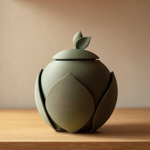3D Printed Nature-Inspired Pet Cremation Urn with Leaf Design | Organic 3D Printed Memorial Urn for Pets |Modern Botanical Remembrance Decor