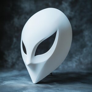 3D Printed Alien Mask | Futuristic Phantom Minimalist Sci-Fi Mask | Cyberpunk Cosplay Extraterrestrial Costume Mask