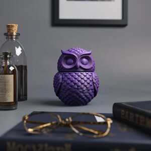 Owl Memorial Urn with Lid | 3D Printed Pet Ashes Keepsake Container for Peaceful Shelf Decor and Cozy Home Display Accent