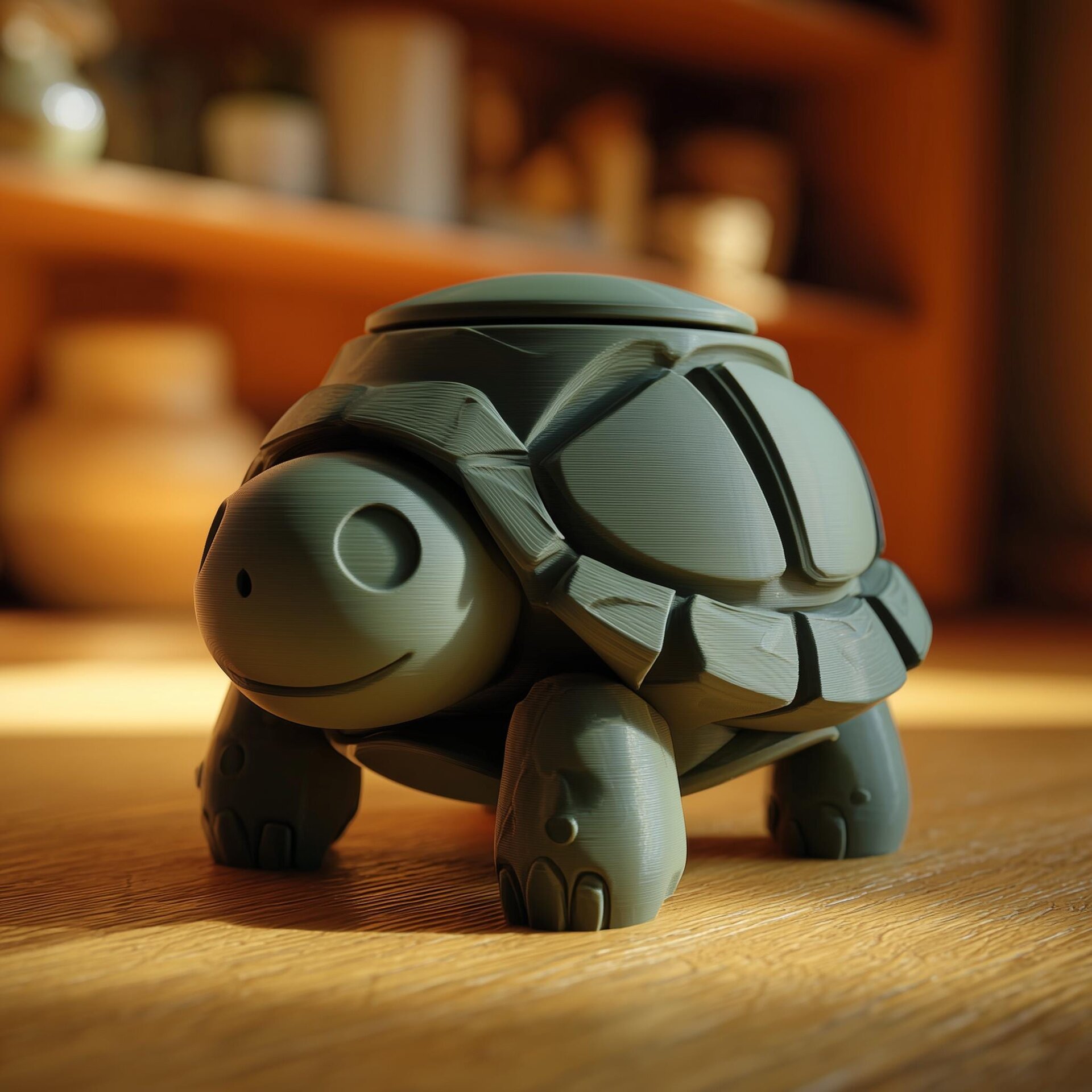 Turtle Memorial Urn with Lid | 3D Printed Pet Ashes Keepsake Container for Tortoise Remembrance Shelf Decor Tribute Gift and Display Accent