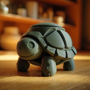 Turtle Memorial Urn with Lid | 3D Printed Pet Ashes Keepsake Container for Tortoise Remembrance Shelf Decor Tribute Gift and Display Accent