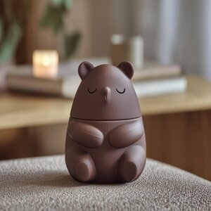 Sleeping Bear Memorial Urn with Lid | 3D Printed Pet Ashes Keepsake Container for Peaceful Shelf Decor and Cozy Home Accent