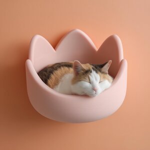 Kawaii Crown Wall Mounted Cat Bed | 3D Printed Floating Cat Lounger Shelf | Modern Minimalist Cat Furniture for Stylish Interiors