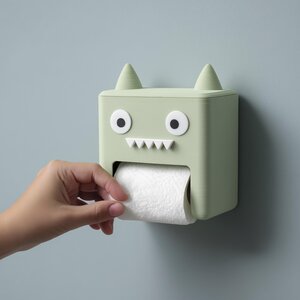 Monster Toilet Paper Holder | 3D Printed Kawaii Wall Mounted Tissue Dispenser Box | Cute Bathroom Decor, Funny Restroom Organizer, Kids Gift