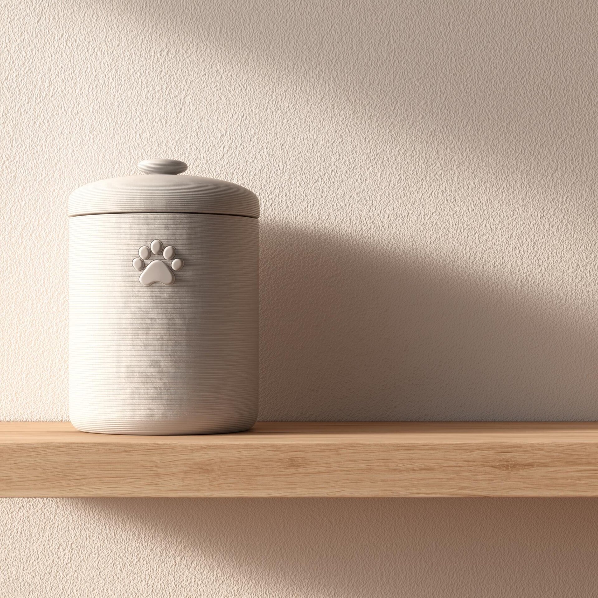 3D Printed Minimalist Pet Cremation Urn with Paw Print | Modern 3D Printed Memorial Urn for Pets | Simple Neutral Remembrance Decor