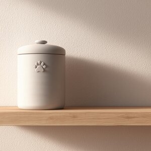 3D Printed Minimalist Pet Cremation Urn with Paw Print | Modern 3D Printed Memorial Urn for Pets | Simple Neutral Remembrance Decor